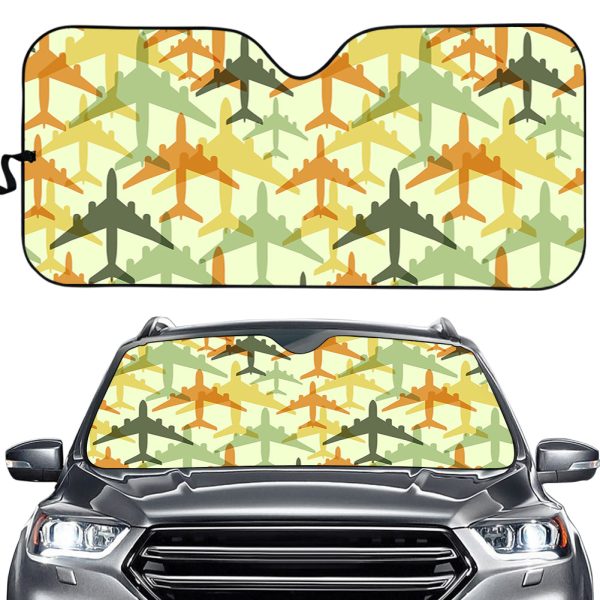 Seamless Colourful Airplanes Designed Car Sun Shade Online Sale