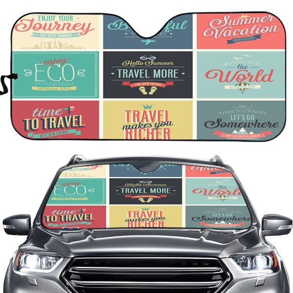 Super Travel Icons Designed Car Sun Shade Online