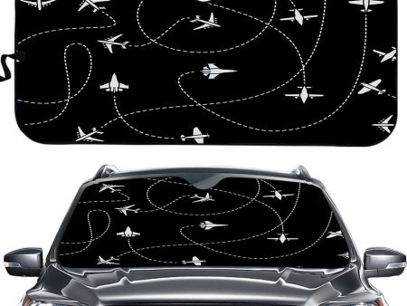 Travel The World By Plane (Black) Designed Car Sun Shade Online now