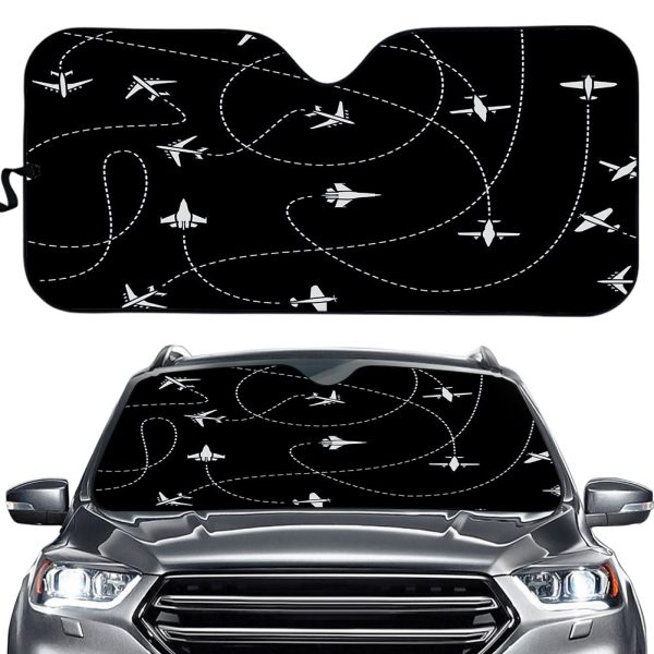 Travel The World By Plane (Black) Designed Car Sun Shade Online now