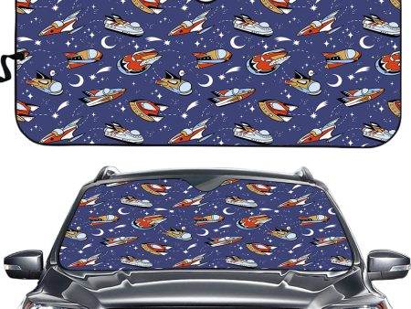 Spaceship & Stars Designed Car Sun Shade For Sale