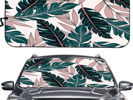 Seamless Palm Leafs Designed Car Sun Shade For Discount