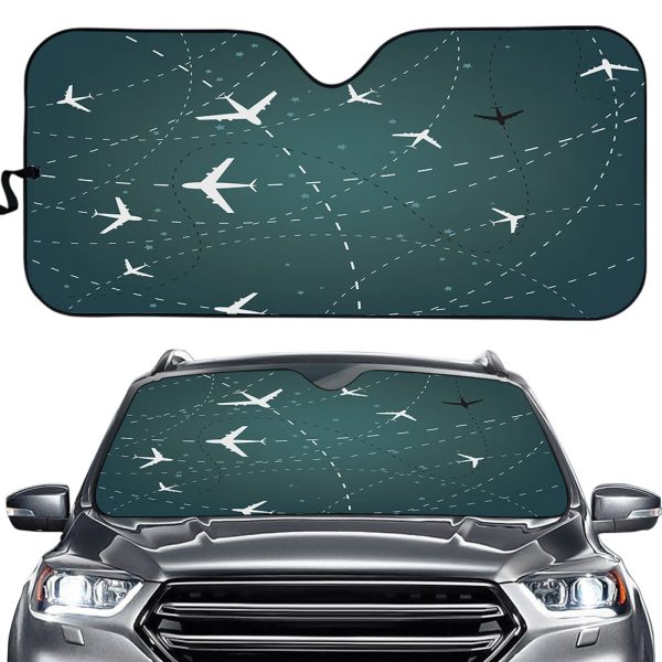 Travelling with Aircraft (Green) Designed Car Sun Shade Online