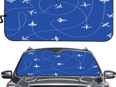 Travel The World By Plane (Blue) Designed Car Sun Shade Hot on Sale