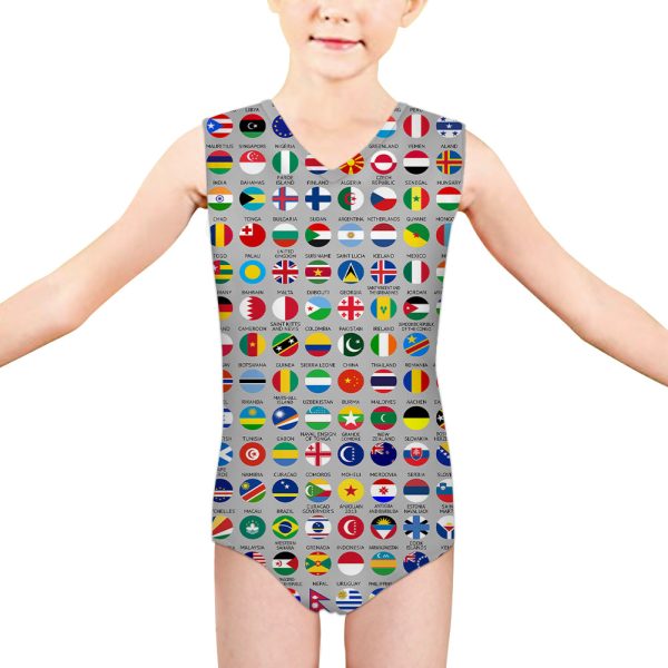 220 World s Flags Designed Kids Swimsuit For Discount