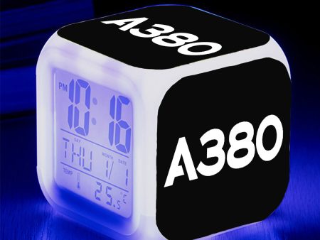 A380 Flat Text Designed  7 Colour  Digital Alarm Clock For Sale