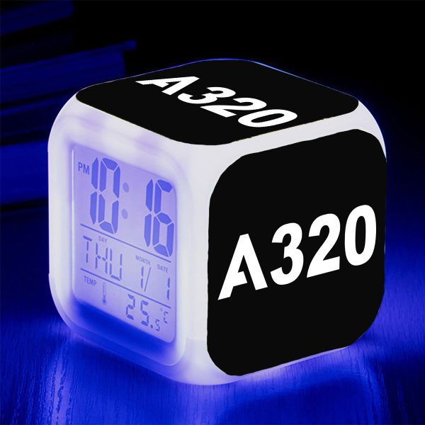 A320 Flat Text Designed  7 Colour  Digital Alarm Clock on Sale