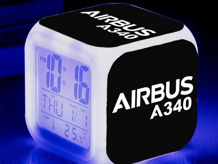 Airbus A340 & Text Designed  7 Colour  Digital Alarm Clock For Sale