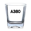 A380 Flat Text Designed Whiskey Glass Hot on Sale