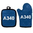 A340 Flat Text Designed Kitchen Glove & Holder Fashion