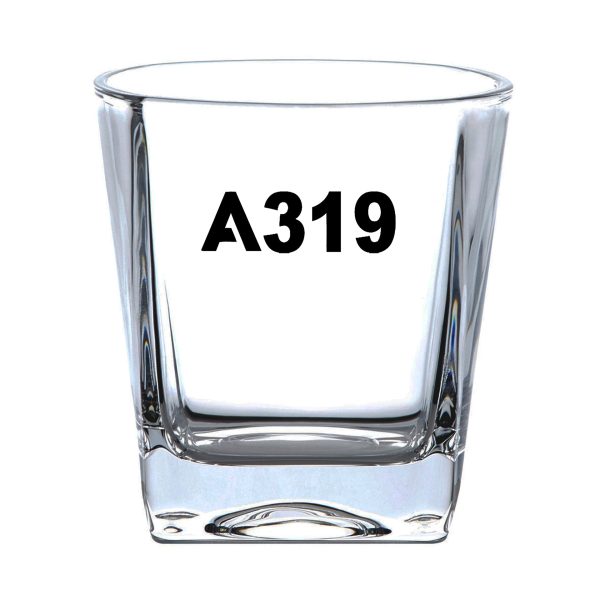 A319 Flat Text Designed Whiskey Glass Hot on Sale