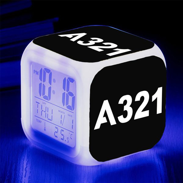 A321 Flat Text Designed  7 Colour  Digital Alarm Clock Cheap