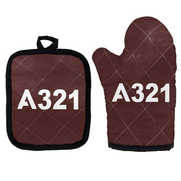 A321 Flat Text Designed Kitchen Glove & Holder For Discount