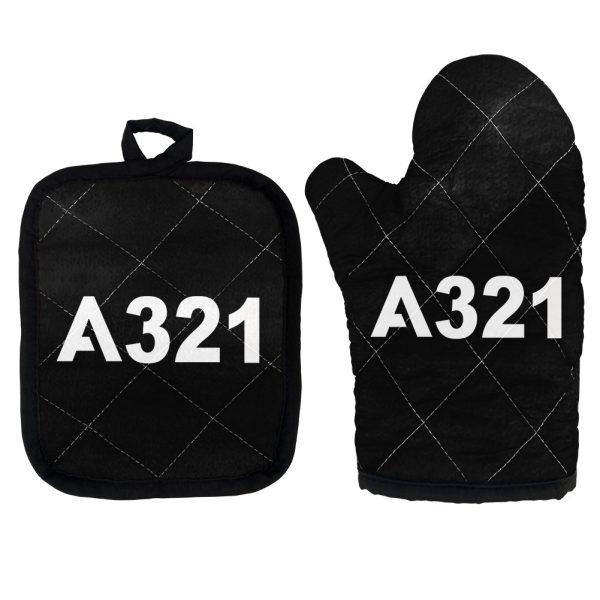 A321 Flat Text Designed Kitchen Glove & Holder For Discount