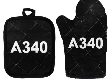 A340 Flat Text Designed Kitchen Glove & Holder Fashion