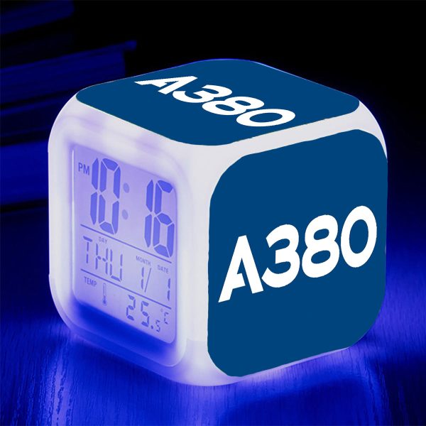 A380 Flat Text Designed  7 Colour  Digital Alarm Clock For Sale