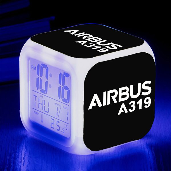 Airbus A319 & Text Designed  7 Colour  Digital Alarm Clock on Sale