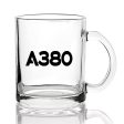 A380 Flat Text Designed Coffee & Tea Glasses Supply