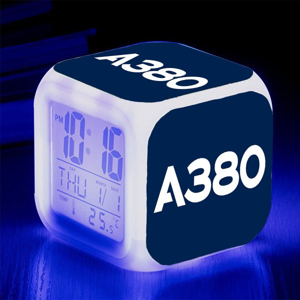 A380 Flat Text Designed  7 Colour  Digital Alarm Clock For Sale