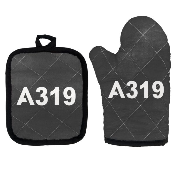 A319 Flat Text Designed Kitchen Glove & Holder Hot on Sale